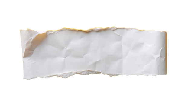 White Torn ripper paper sheet Texture isolated on transparent background png