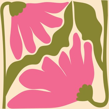 Floral abstract elements. Botanical composition. Modern trendy Matisse minimal style. Floral poster, invite. vector