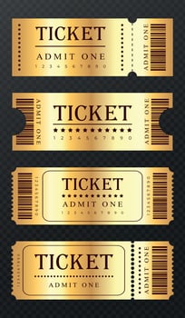 Abstract golden tickets templates on dark background vector