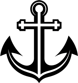Black Anchor Stencil, Nautical Design Element. AI-generated. png