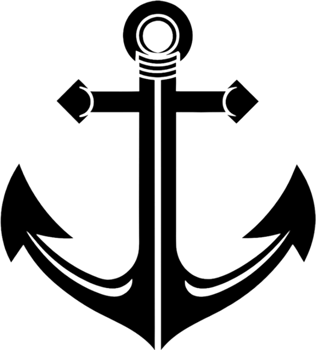 Black Anchor Stencil, Nautical Design Element. AI-generated. png