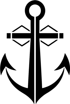 Black Anchor Stencil, Nautical Design Element. AI-generated. png
