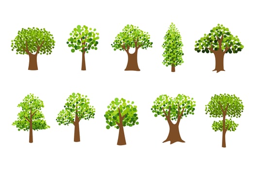 Collection of trees. tree set isolated on white background vector