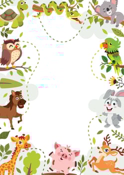 Template Design With Cartoon Animals vector