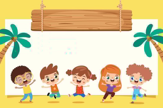 Cartoon Kids With A Blank Frame vector