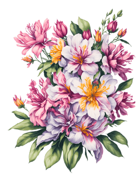 A beautiful and simple bouquet of watercolor flowers on a transparent background. png