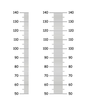 Height chart from 50 to 140 centimeters. Templates for wall growth stickers. Graphic illustration. Meter wall or growth ruler isolated on a white background. vector