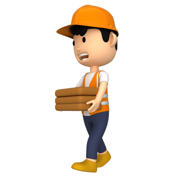 Labour boy carrying bricks, 3d character icon png