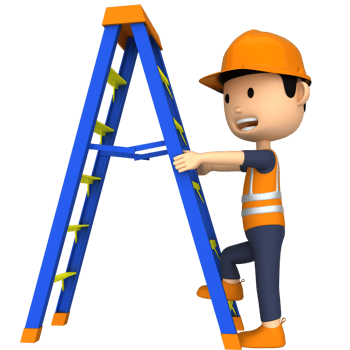A 3d character icon of worker ladder png