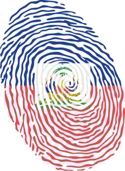 Fingerprint colored with the national flag of Haiti vector