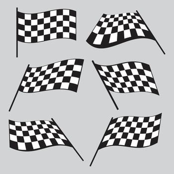Set of different checkered racing flags vector
