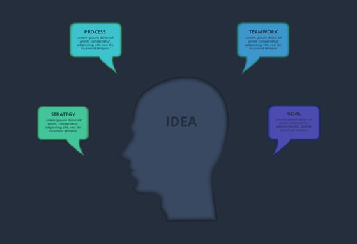 Creative infographic with 4 elements, presentations, illustration. Template for web on a black background. vector