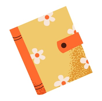 A book or diary in a cute cover with flowers. vector