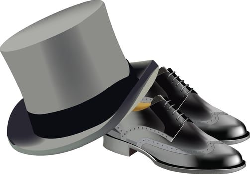 elegant men's shoes with ceremonial top hat vector