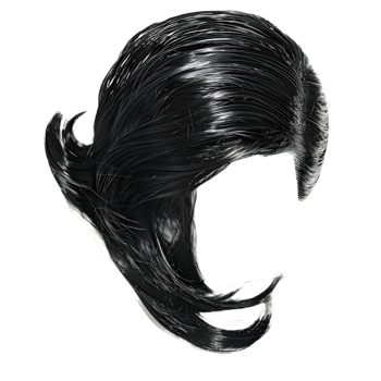 Black female hair patch on transparent background high res 8K png