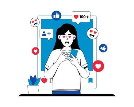 Social media addiction illustration vector