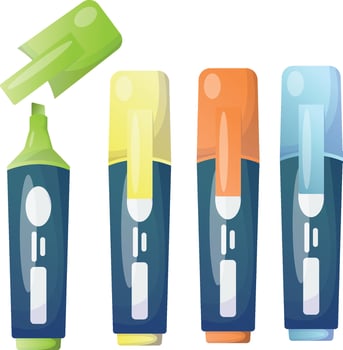 Colorful marker pens set. Highlighter pencil for school or kids vector