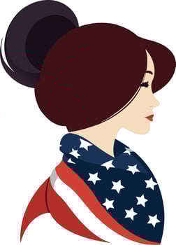 Women's profile with American flag shawl vector