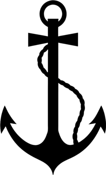 Nautical Anchor Rope Stencil Black Clipart Design. AI-generated. png