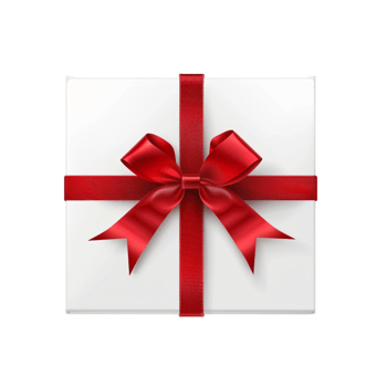 Generated Ai White gift box with red ribbon png