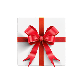 Generated Ai Square gift box with red color bow png