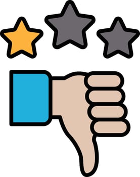 A hand with three stars and a down arrow vector
