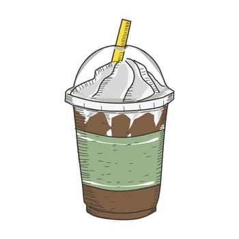 milk shake in vintage hand drawn style vector