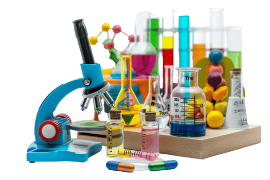 Isolated school science equipment on transparent background png
