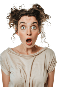 Isolated surprised woman against transparent background png