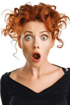 Isolated surprised woman against transparent background png