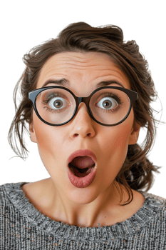 Isolated surprised woman against transparent background png