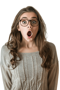 Isolated surprised woman against transparent background png