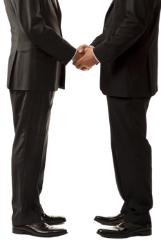Isolated two businessmen handshake against transparent background png