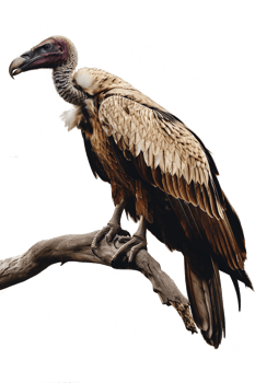Isolated vulture on a branch against transparent background png