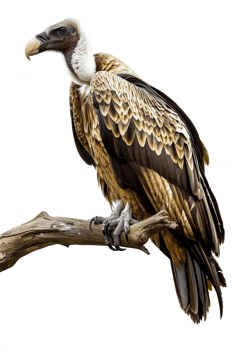 Isolated vulture on a branch against transparent background png