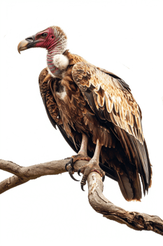 Isolated vulture on a branch against transparent background png