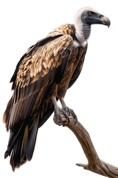Isolated vulture on a branch against transparent background png