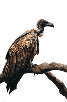 Isolated vulture on a branch against transparent background png