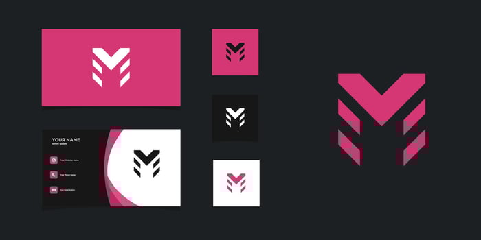 Letter M logo design with creative concept and business card. Premium vector