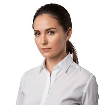 Confident businesswoman in a white shirt, perfect for professional and corporate png