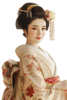 Japanese geisha isolated on transparent png
