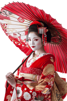Japanese geisha isolated on transparent png