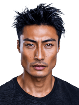 Male Asian model alone against transparent background png