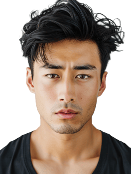Male Asian model alone against transparent background png