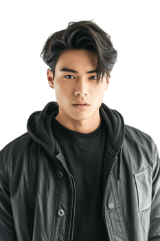 Male Asian model alone against transparent background png
