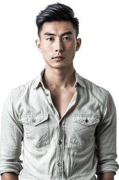 Male Asian model alone against transparent background png