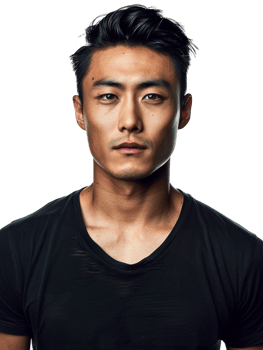 Male Asian model alone against transparent background png