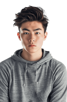 Male Asian model alone against transparent background png