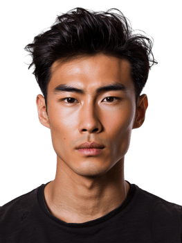 Male Asian model alone against transparent background png
