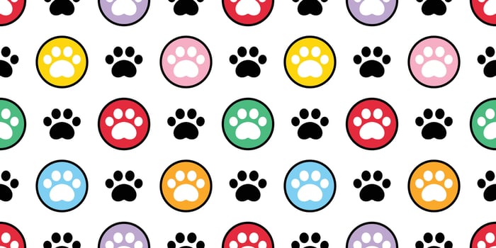dog paw seamless pattern footprint polka dot cat french bulldog icon puppy kitten cartoon scarf isolated doodle repeat wallpaper tile background illustration design vector